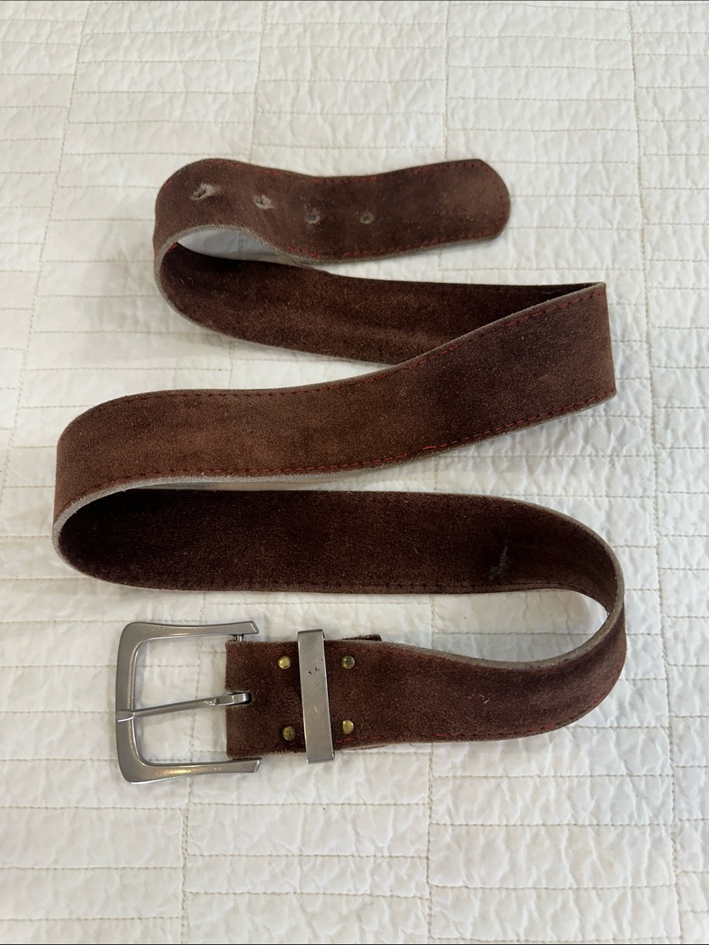 Vintage Brown Suede Leather Belt 70’s Handmade